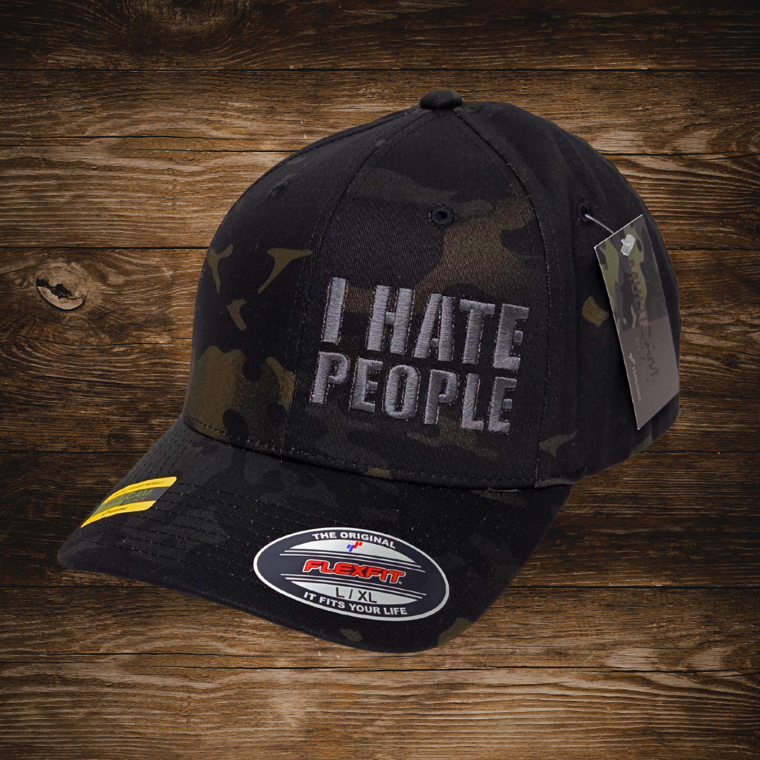 I Hate People - Black Camo (FlexFit)