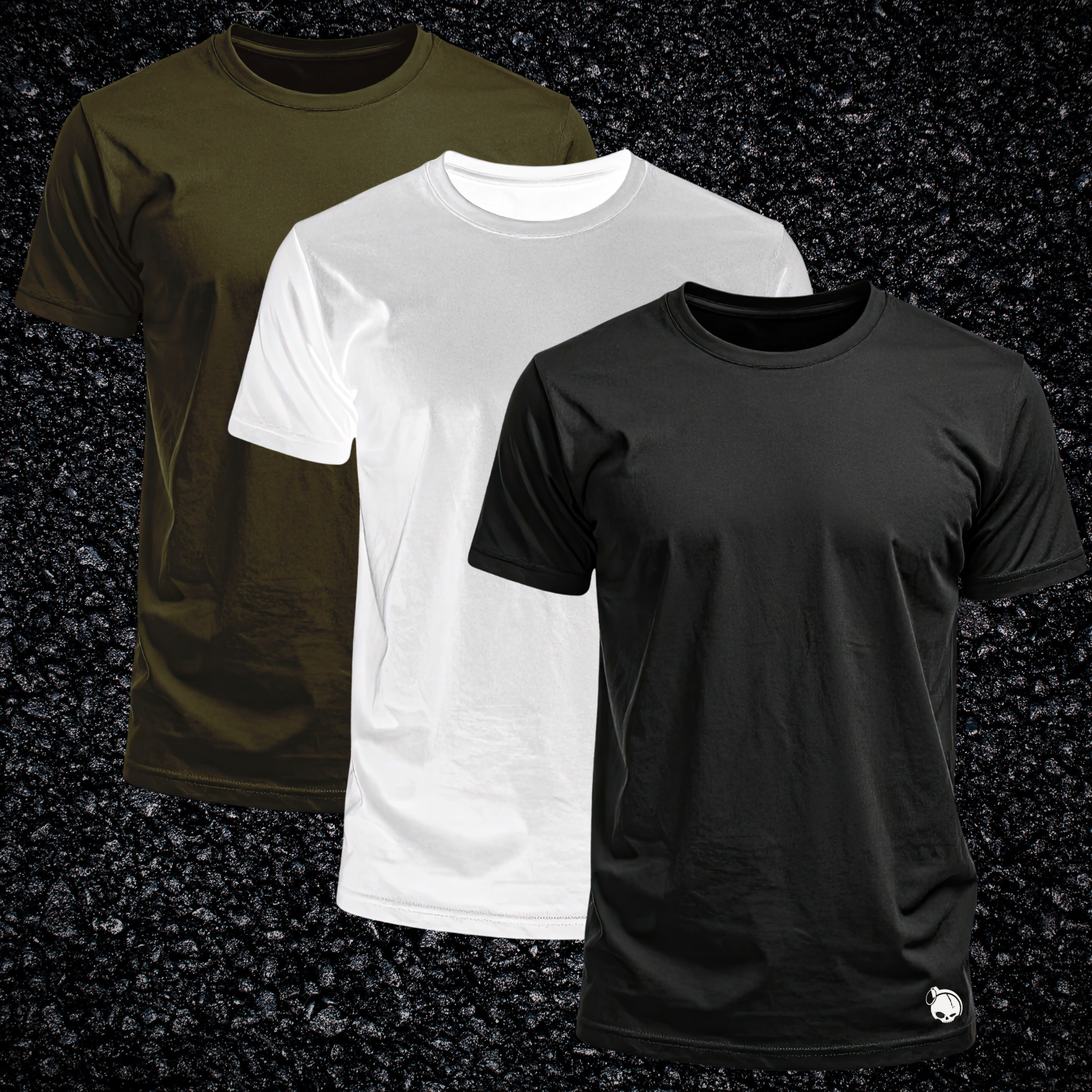 Black, White, OD Green